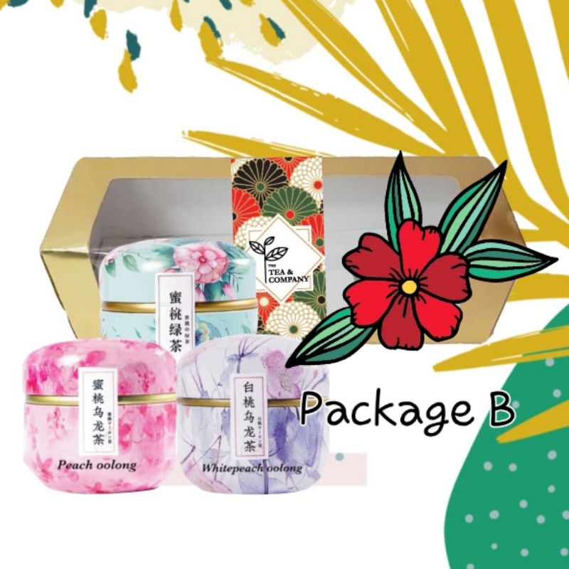 

HAMPERS Package B By THE TEA AND COMPANY - PREMIUM TERMURAH - Teh Peach Oolong GreenTea Set