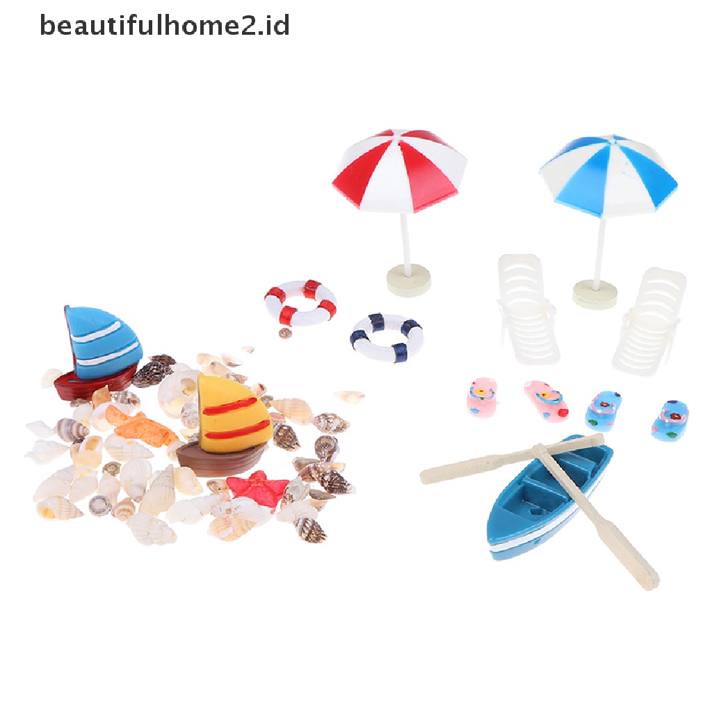 (Beautifulhome2.Id) Miniatur Kursi Pantai / Perahu / Payung Skala 1: 12 Untuk Dekorasi Rumah Boneka