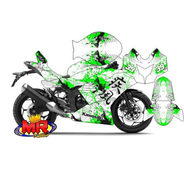 Decal Dekal Ninja 250 Rr Mono Putih Hijau Stiker Sticker 250sl