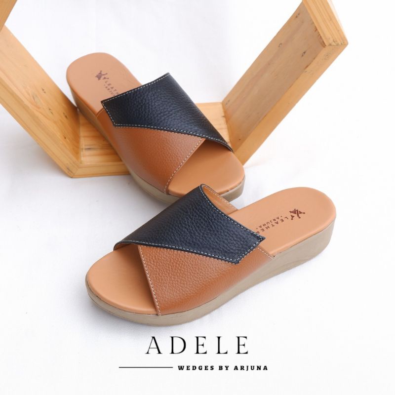 Sandal Sendal Selop Kulit Wedges Wanita Papirut Terbaru Adele