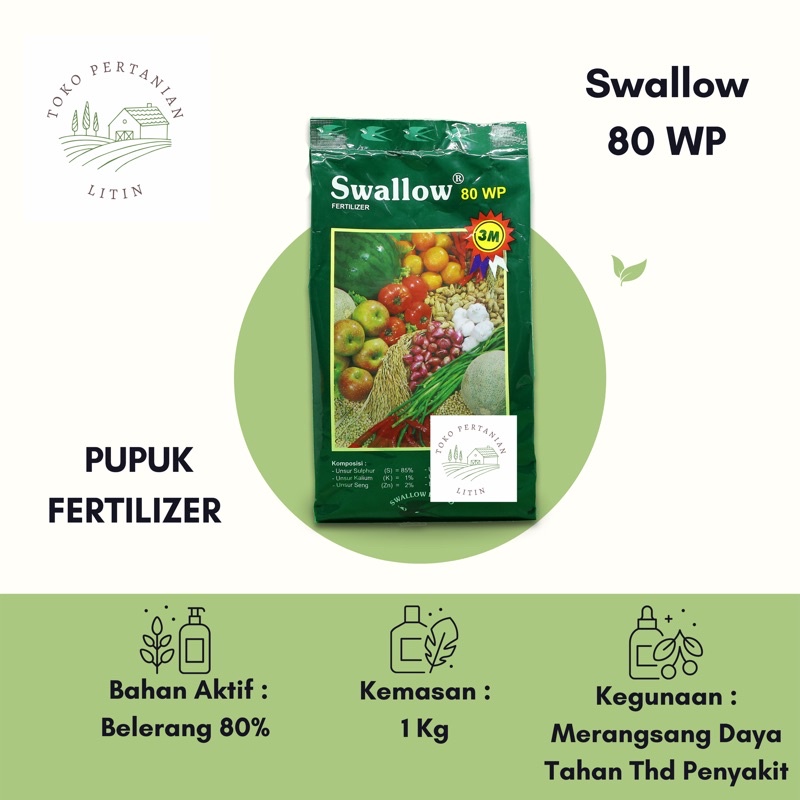 Swallow 80 WP - 1 KG ( Pupuk Fertilizer ) Pupuk Unsur Hara Makro dan Mikro