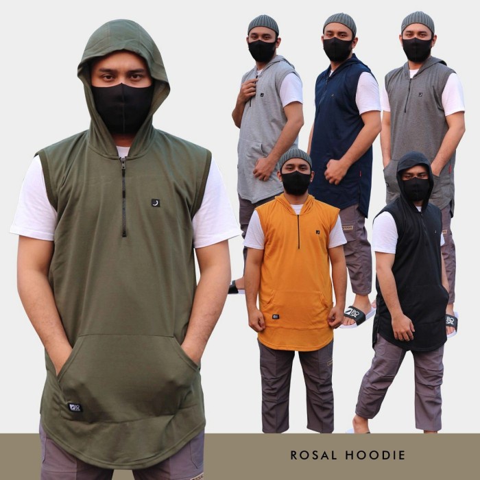 Sholat-Rompi- Rosal Hoodie / Rompi Hoodie / Rompi Sholat / Hoodie / Rosal - Hitam, 3Xl -Rompi-
