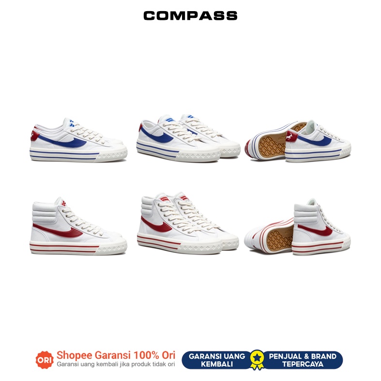 [ORIGINAL NEW] Sepatu Compass Retrograde White Red/Blue