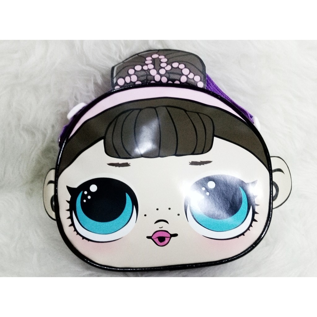 TK07 Tas Kulit/Kanvas Anak Slingbag Slempang Bulat Kepala LOL 21x18x7cm