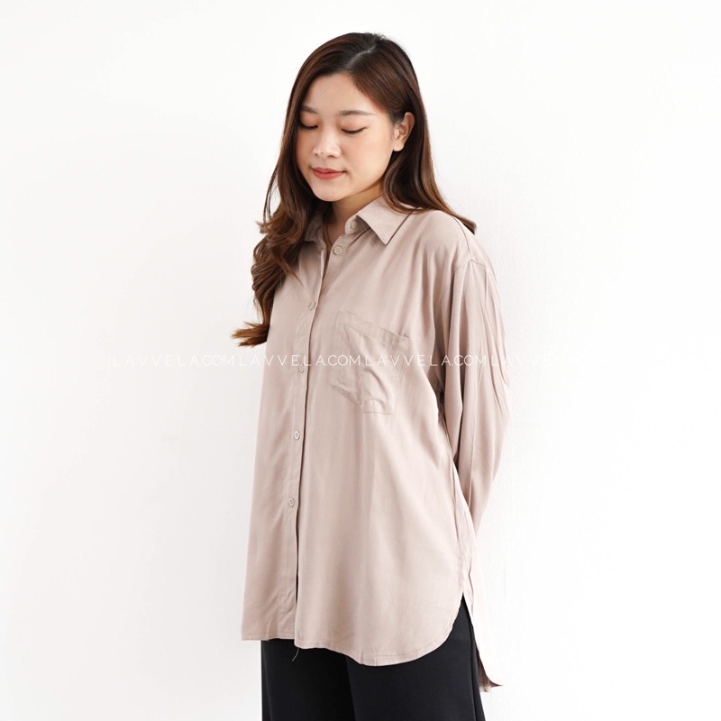 LAVVELA VELOVE BASIC SHIRT KEMEJA RAYON TWILL KEMEJA KANTOR FORMAL POLOS OVERSIZE