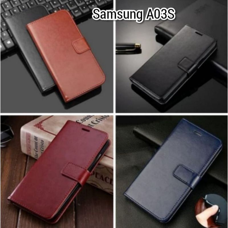 FLIP CASE DOMPET KULIT POLOS SAMSUNG A03S