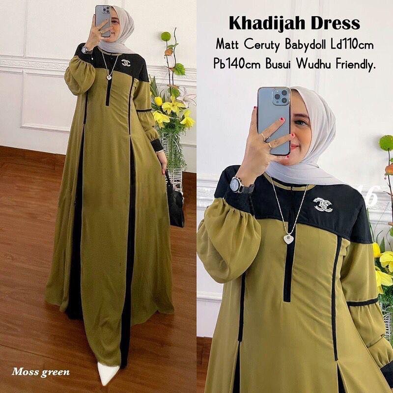 Pakaian Wanita / Gamis / Dress Khadijah 5 pilihan warna Mat Ceruty babydoll full puring