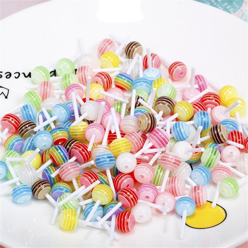 Nanas 20Pcs Pesona Berbentuk Lolipop Lucu DIY Aksesoris Akrilik Manicure Dekorasi