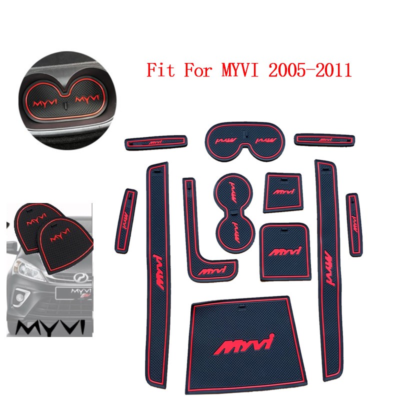 1 Set Matras Slot Pintu Interior Mobil Anti slip / Debu Perodua Myvi 2005-2011