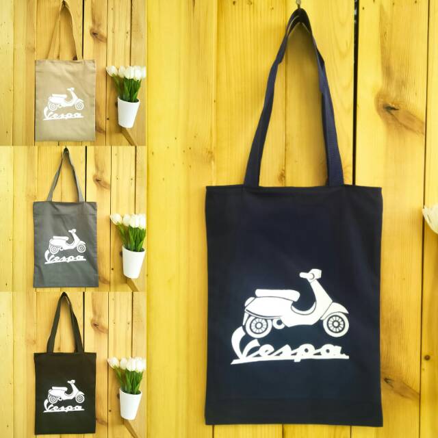 [BISA COD] New vespa [ADA RESLETING] tote bag karakter sablon