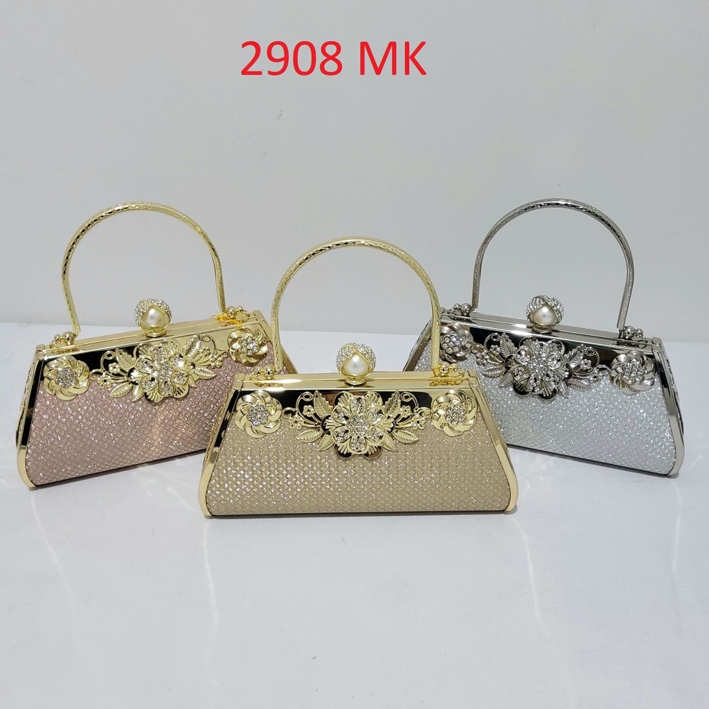 Model Terbaru! Tas Pesta Farnell Import Clutch Kondangan Wanita Diamond Mutiara Bunga Cantik Mewah 2929/2908