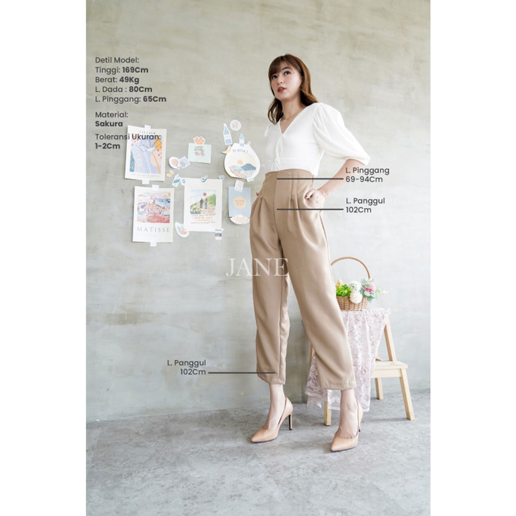 JANE COLLECTION || Celana Panjang Kantor Casual Celana Kulot Longpants Sasa