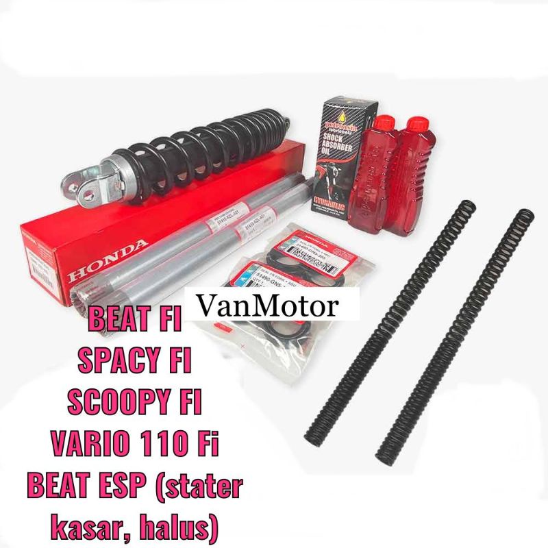 PAKET AS SHOCK SOK BREAKER BEAT Fi SCOOPY FI VARIO 110 Fi SPACY Fi SET HONDA KZL PER BREAKER 2pc AS SHOCK 2pc SEAL ABU 2pc SEAL SHOCK 2pc OIL SHOCK 2pc PER SHOCK 1pc SHOCK BREAKER