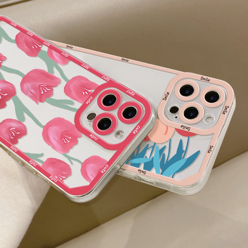 Soft Case TPU Motif Bunga Tulip Untuk Oppo A9 A5 A15 A16 A74 A3S A12E A95 A55 A74 A5S A16K A76 A96 A36 A31 A52 A72 A92 A1K A33 A32 A11 A5S A19 F11S A5S F9G