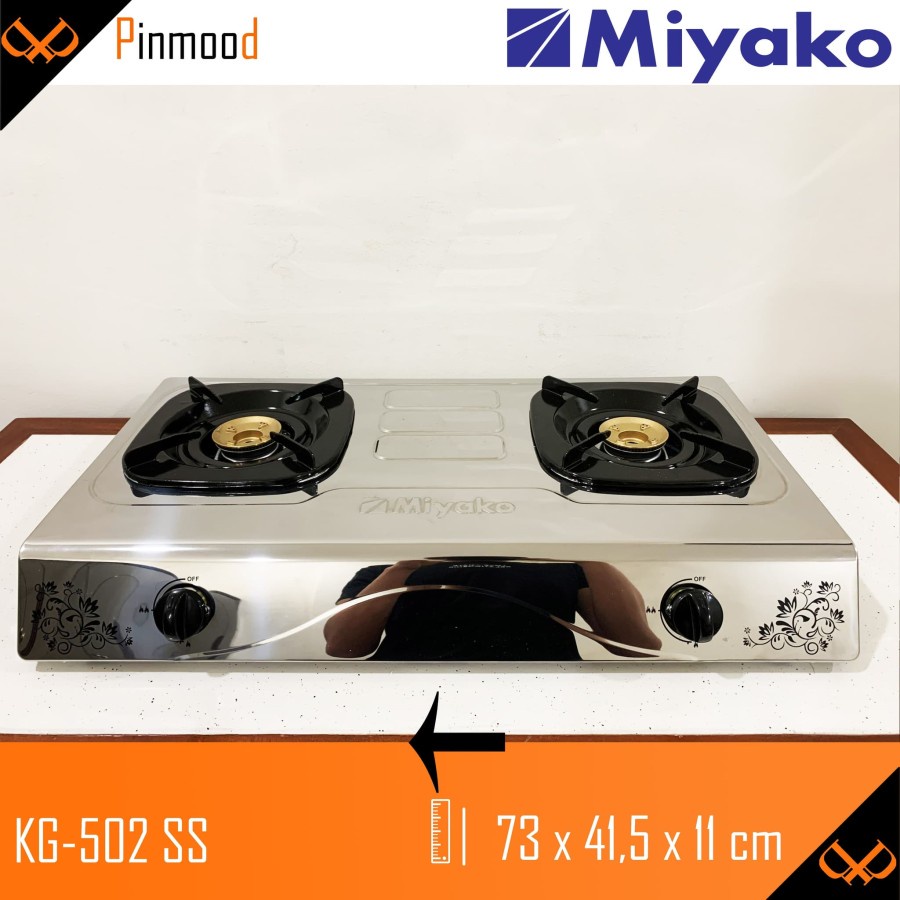 MIYAKO Kompor Gas 2 Tungku Tekanan Rendah KG 502 SS - Garansi Resmi 1 Tahun