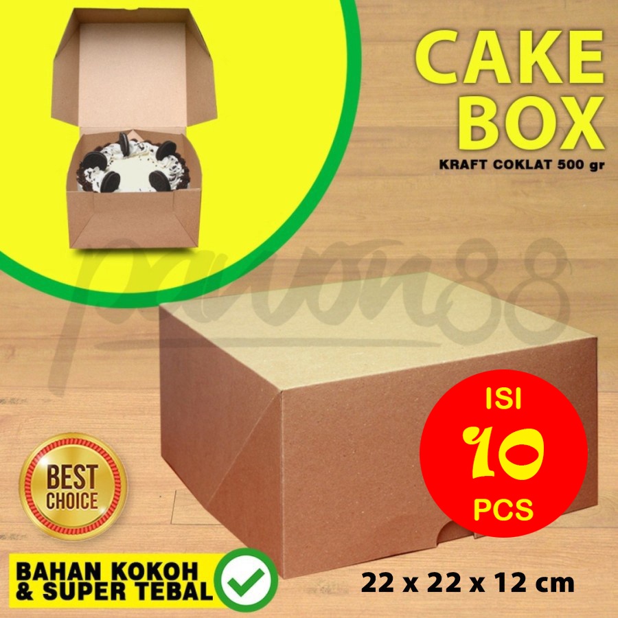 Kotak Kue-Box Kue-Dus Kue - Cake Box | KRAFT COKLAT| Blackforest-Lapis-Bolu  25 x 25 x 13 cm-(10 Pcs