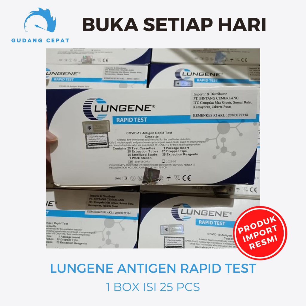 Alat Test Swab Antigen Hidung Original Blue Satuan 1 Box Nasal Swab Mandiri Kit Lungene Import