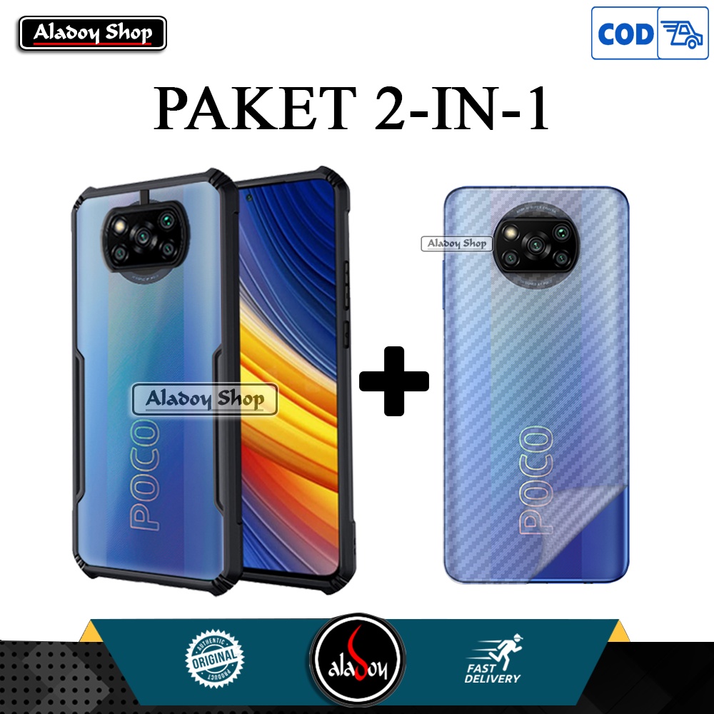 Case Xioami Poco X3 Pro 2021 Casing Transparent + Skin Carbon