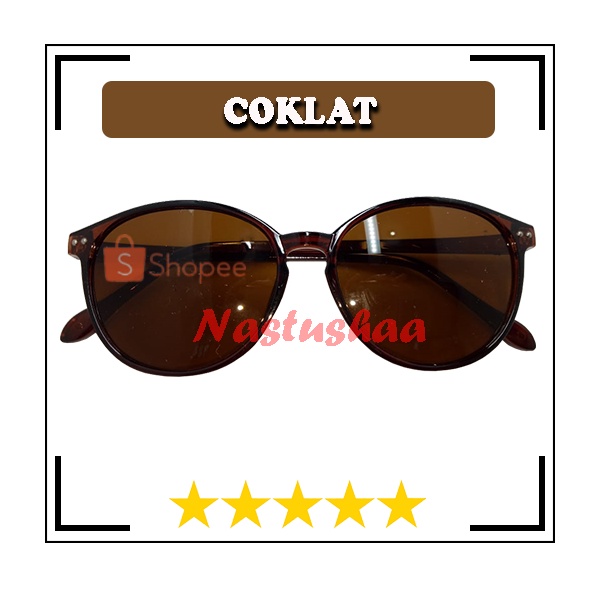 Kacamata Hitam Fashion Wanita Pria Kacamata Model Oval Anti UV Retro Korea Style Sunglasses Unisex FREECASE