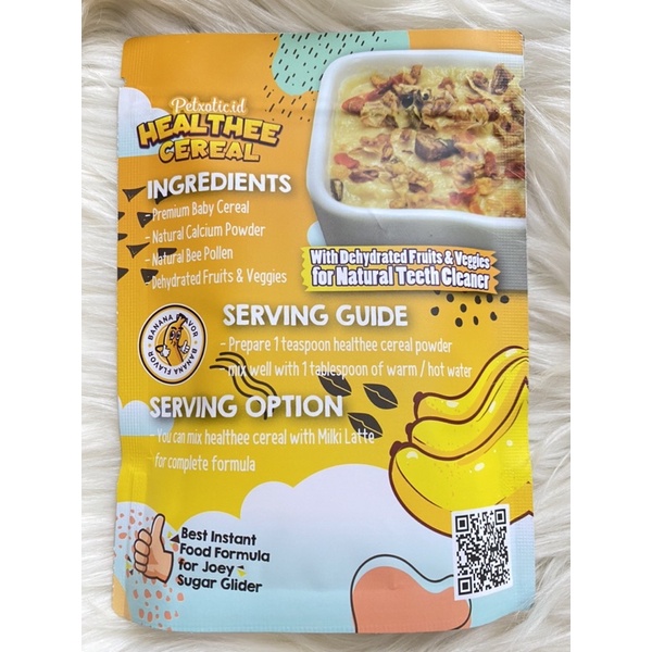 HEALTHEE CEREAL 100gr,  Bubur Instant Sugar Glider With Dehydrated Fruits for Natural Teeth Cleaner