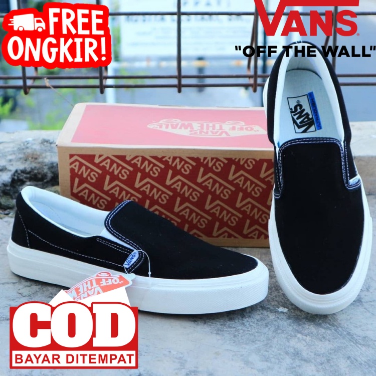 SEPATU VANS SLIP ON OG CHECKERBOARD | SEPATU PREMIUM - Black, White SEPATU SANTAI VANS SLIP ON SEPATU SELOP