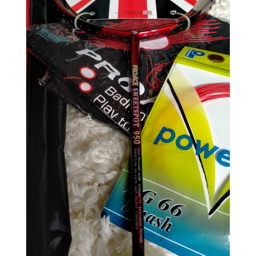 RAKET BULUTANGKIS PRO ACE SWEETSPOT 950 + SENAR + KAOS PRO ACE