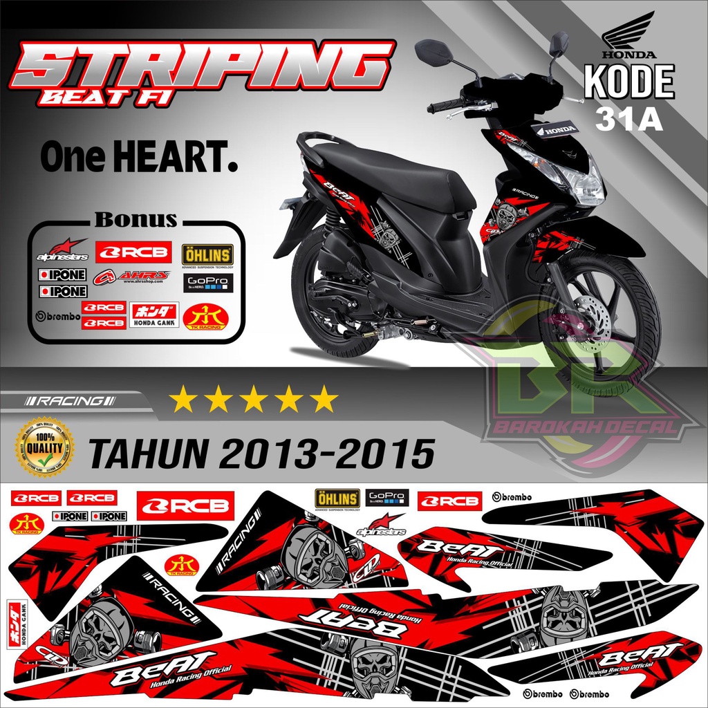 Striping Beat Fi 2013-2016 Stiker Lis Motor Beat Variasi kode 31