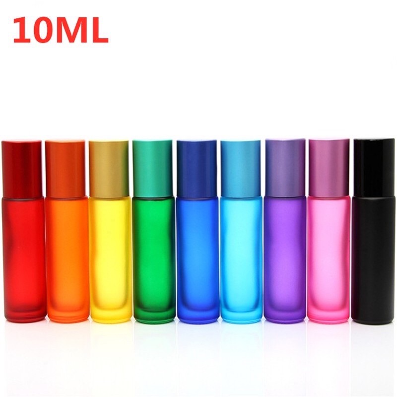 Botol Kaca Roll On 10ml Frosted Doff TEBAL Essential Oil Thick Bottle Roller Colorfull