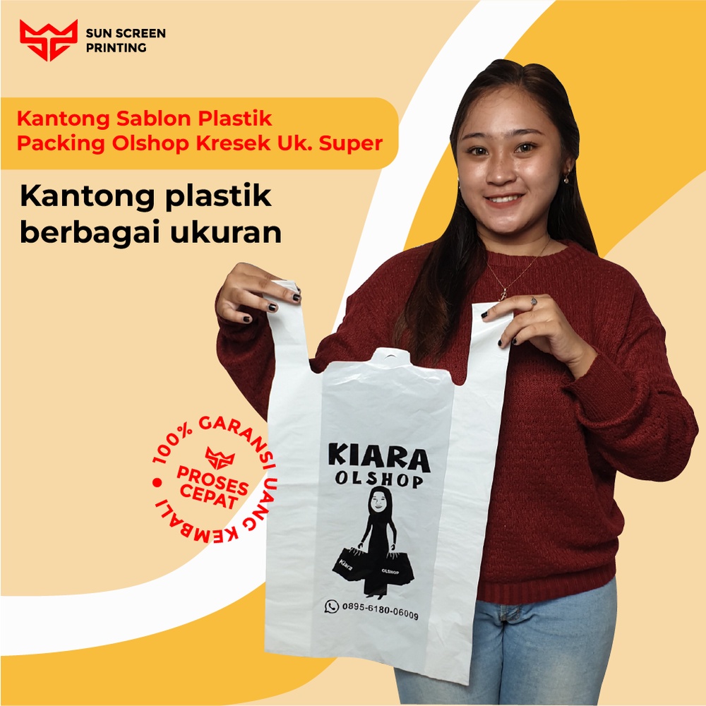 Kantong Sablon Plastik Packing Olshop Kresek Ukuran Super 35x50 Free Design