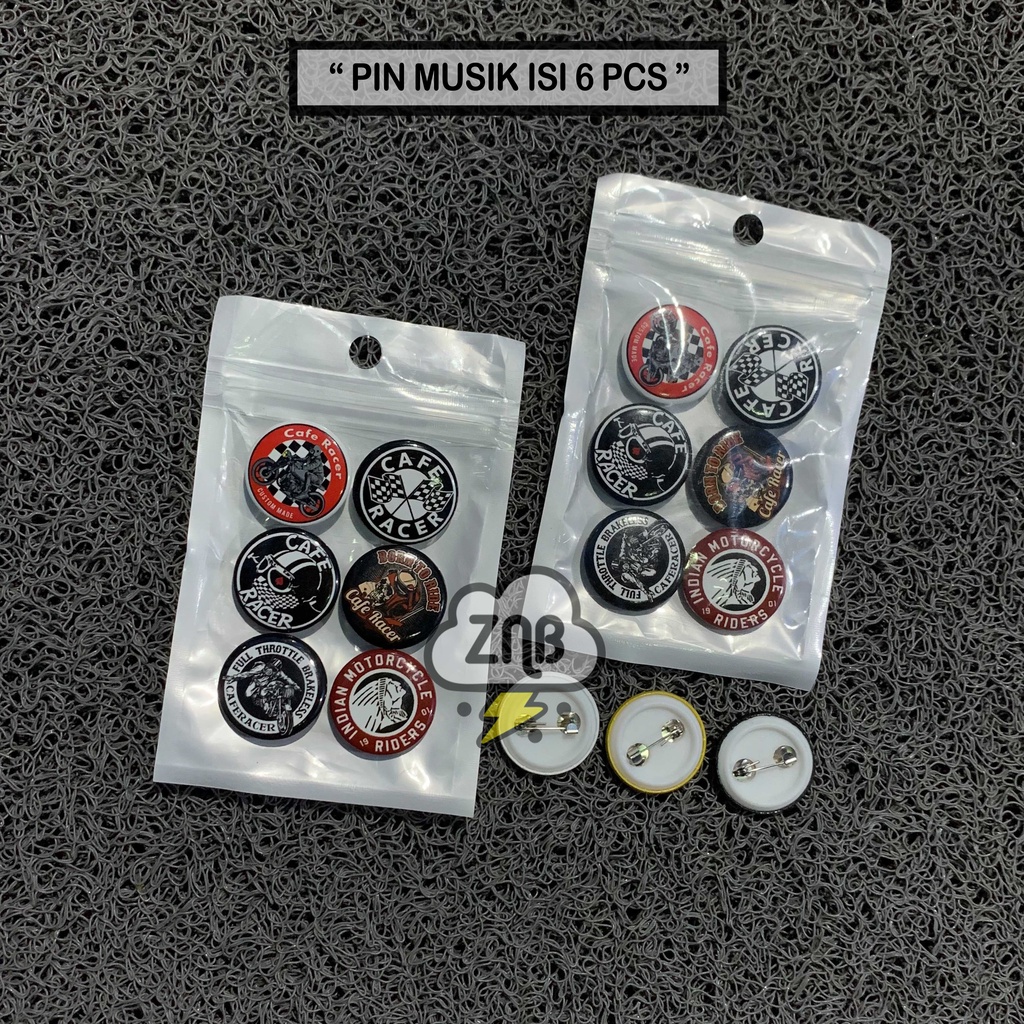 PIN MOTOR PIN CAFE RACER COCOK DI TEMPEL DI ROMPI TAS TOPI JAKET ISI 6 PIIN BUTTON TERLARIS