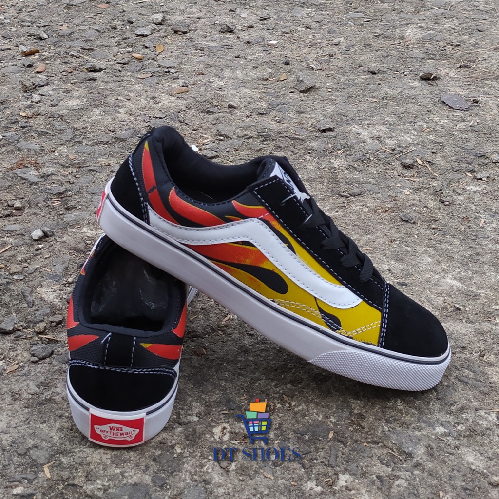 Sepatu Pria Vans Old Skool Flame On fire Lidah Api Gradasi Warna Termurah