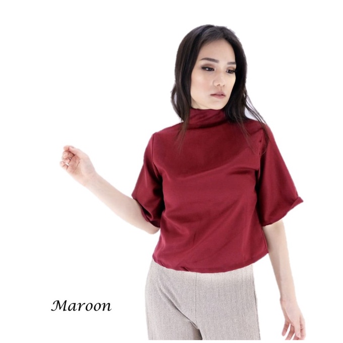 Top Below Baju Atasan Cewek Blouse Casual Wanita Turtle Neck CAVALU 080 Sarah