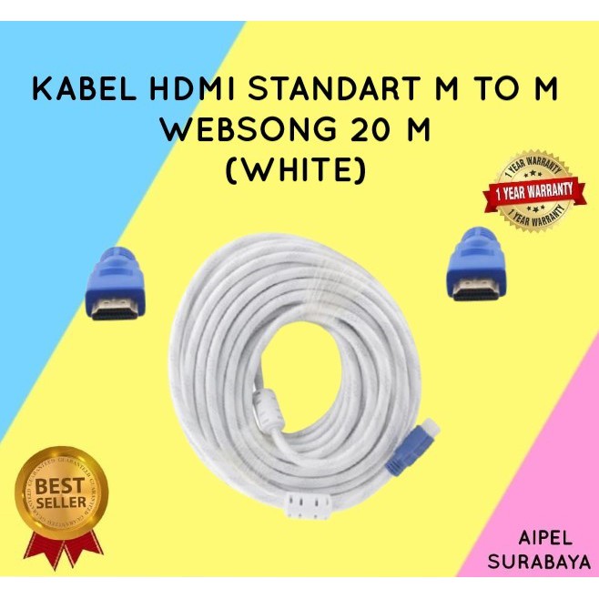 KHW20 | KABEL HDTV STANDART MALE TO MALE WEBSONG 20 M (WHITE)