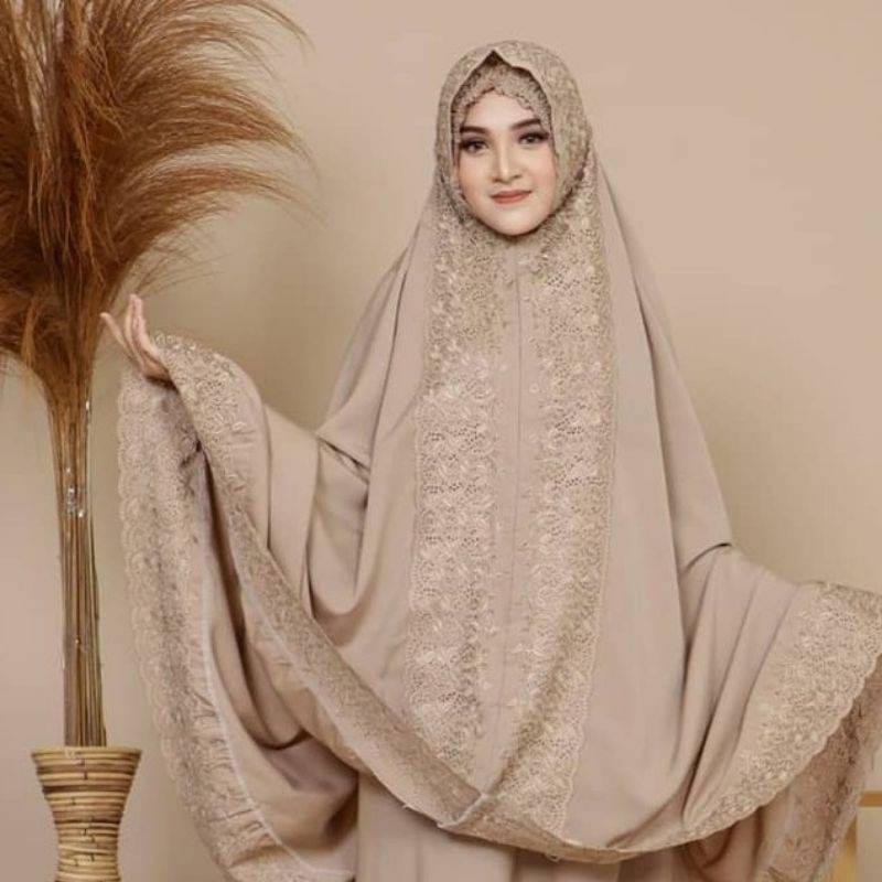 mukena fatimah bordir bahan adem tanpa tali