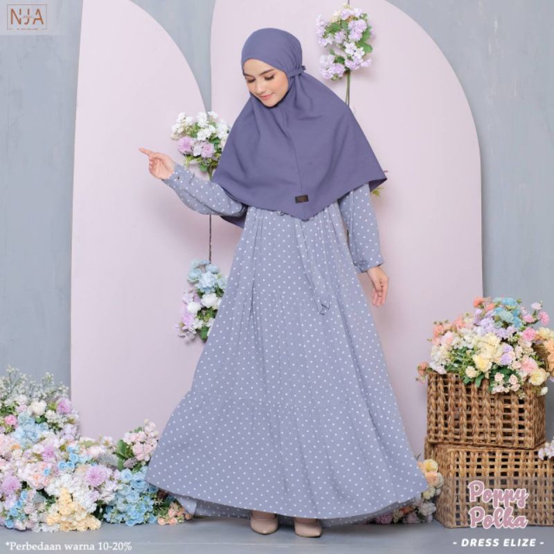 Ready Stock Gamis / Dress Poppy Polka NJA Daily LD 104 PB 140