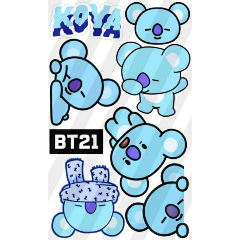 Stiker BT21 BTS Karakter Kpop Koya RJ Chimmy Van Shooky Cooky Tata Mang