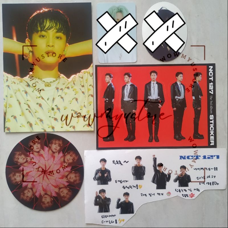 NCT 127 Jungwoo Pendant Favorite Catharsis, Mark Postcard Seoul City, Taeil Sticker SG 2021)