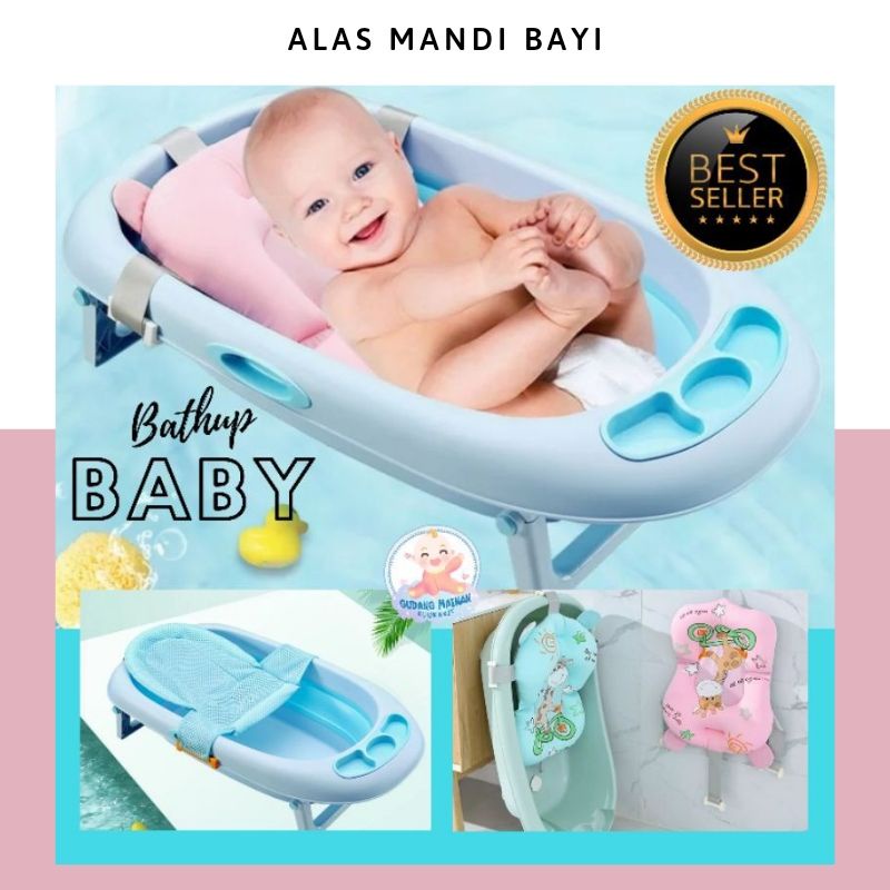 SUPER PROMO! Matras alas mandi bayi model Jaring, Polos, dan Jerapah lucu