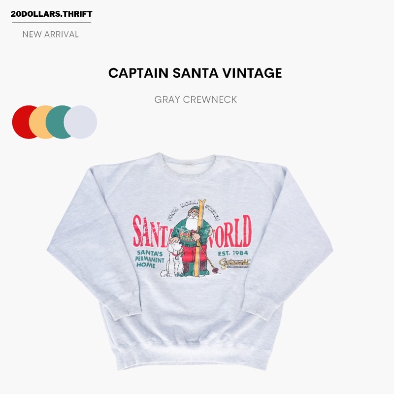 crewneck vintage captain santa gray