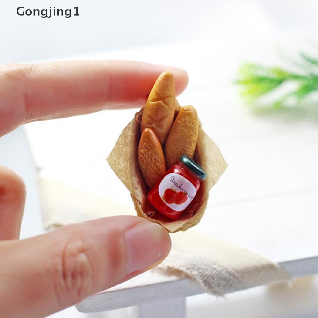 Gongjing 1pc Mainan Miniatur Keranjang Selai / Roti Skala 1: 12 Untuk Aksesoris Dapur Rumah Boneka