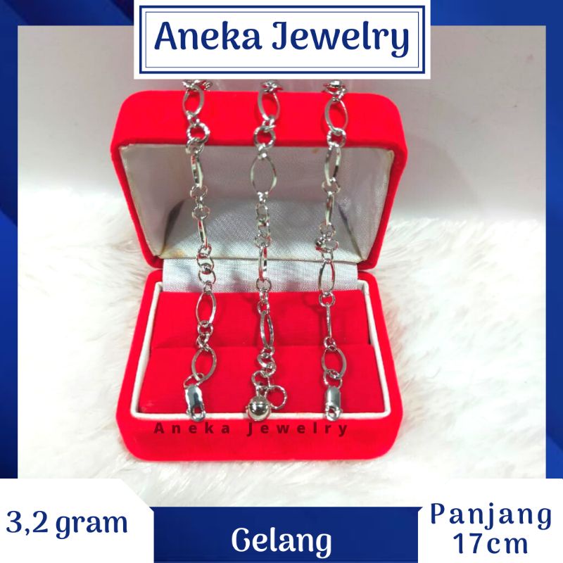 Gelang Holo 3 in 1, Perak 925, Sepuh Emas Putih