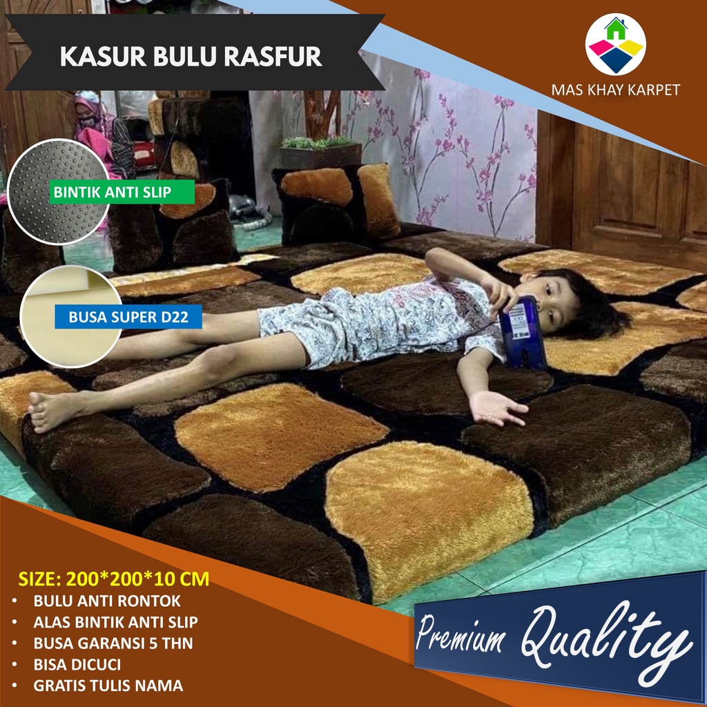Kasur Bulu Tebal  Jumbo 200x200x10 / Kasur Lantai Tebal / Kasur Busa Bulu