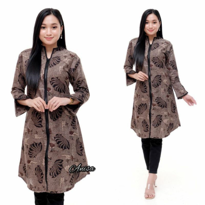 Batik wanita ASJ SA HRB026 Kenongo Kemeja Tosca Pendek-02