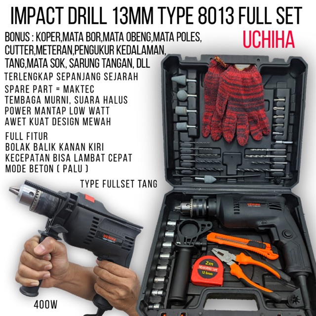 Mesin Bor Impact 13mm Dril Bor Tangan Bor Listrik UCHIHA