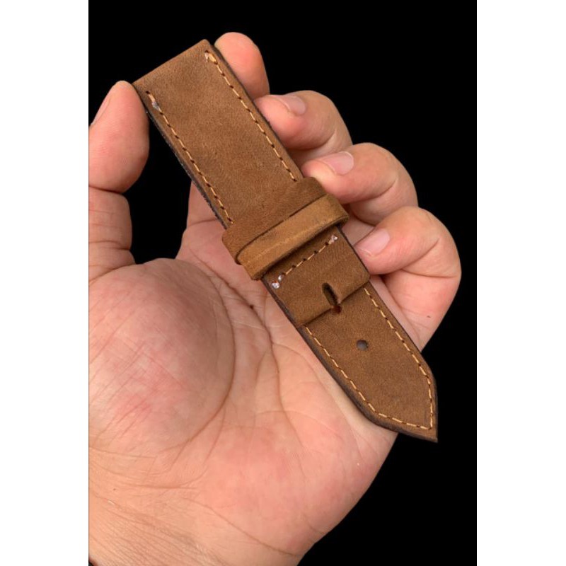 Strap Tali Jam Tangan Kulit model suede lembut coklat tua