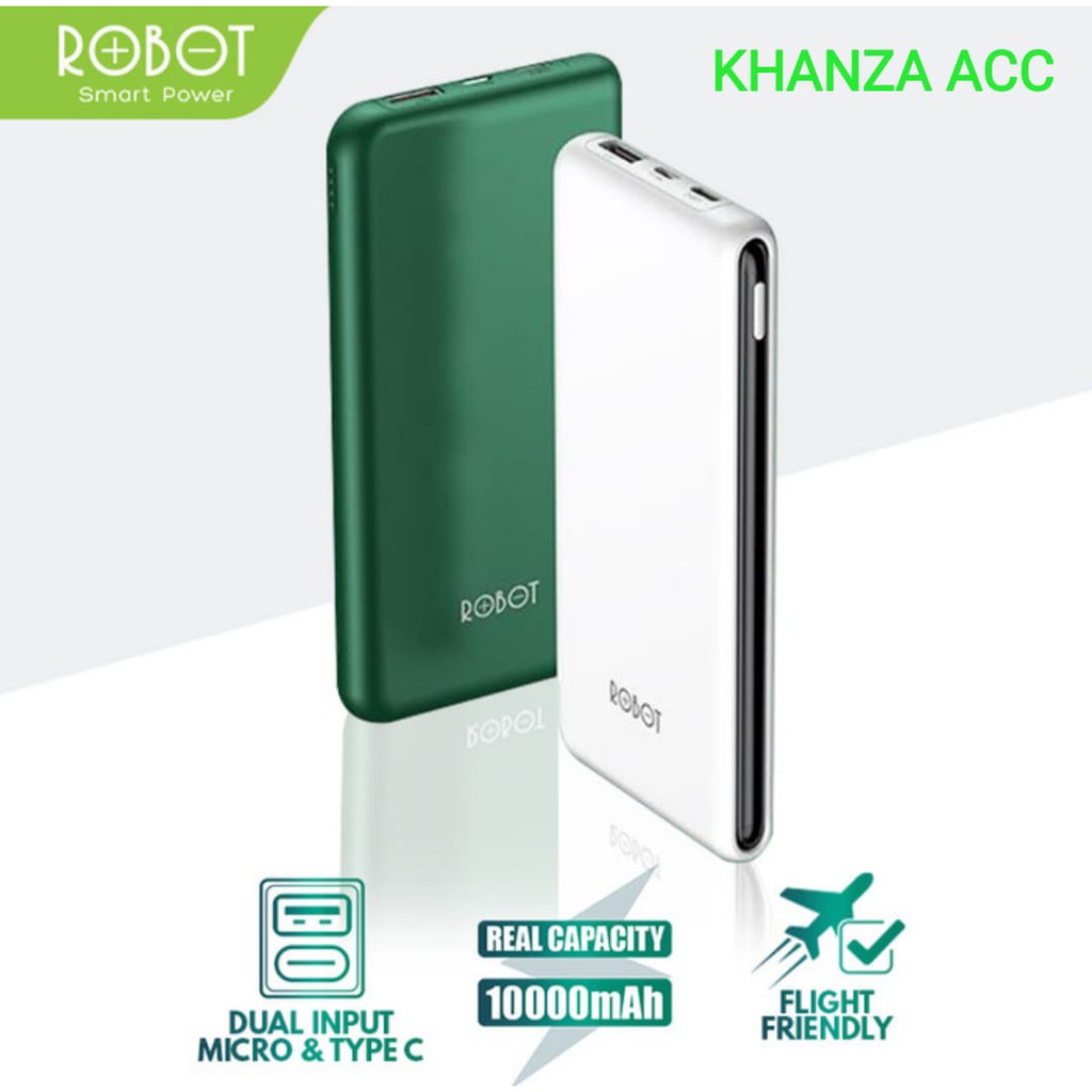 KHANZAACC ROBOT RT180 PowerBank 10000mAh Dual Input Port Type C &amp; Micro USB