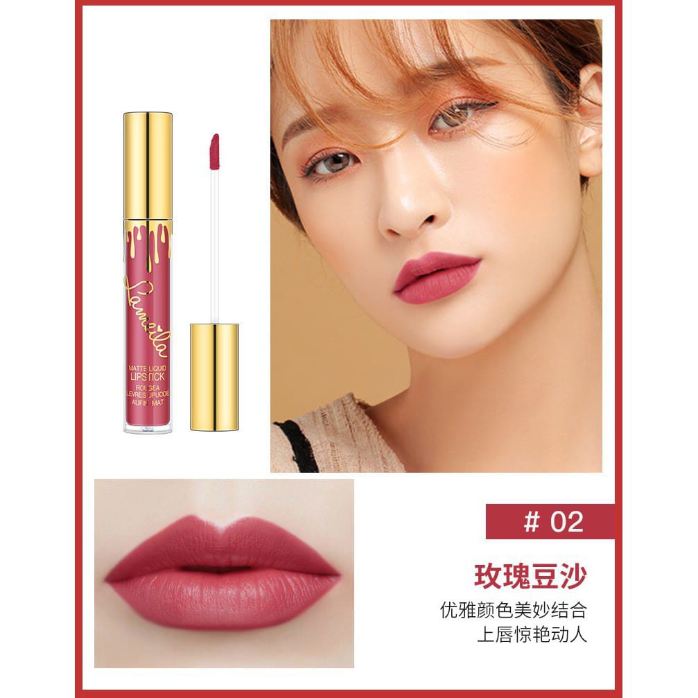 HK763-LAMEILA Lipstick Cair 6 Warna Matte Tahan Lama / Lip Gloss