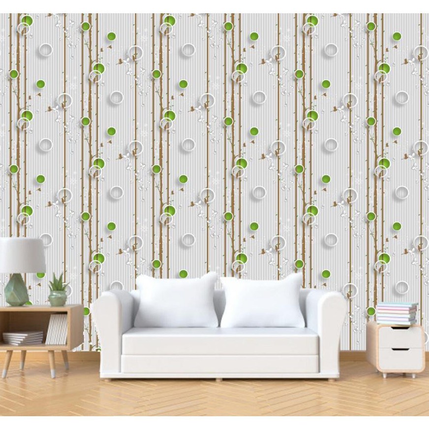 Wallpaper Sticker Pohon Polkadot Hijau