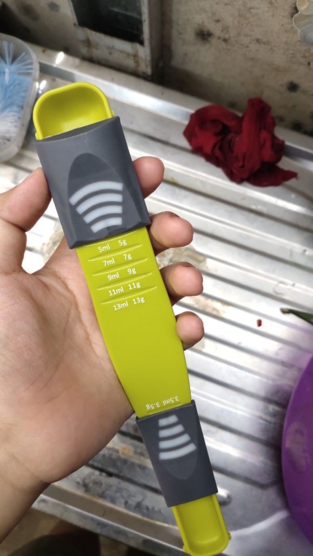 1pc Sendok Takar Dengan Model Ujung Ganda Dan Dapat Disesuaikan Untuk Masak / Baking