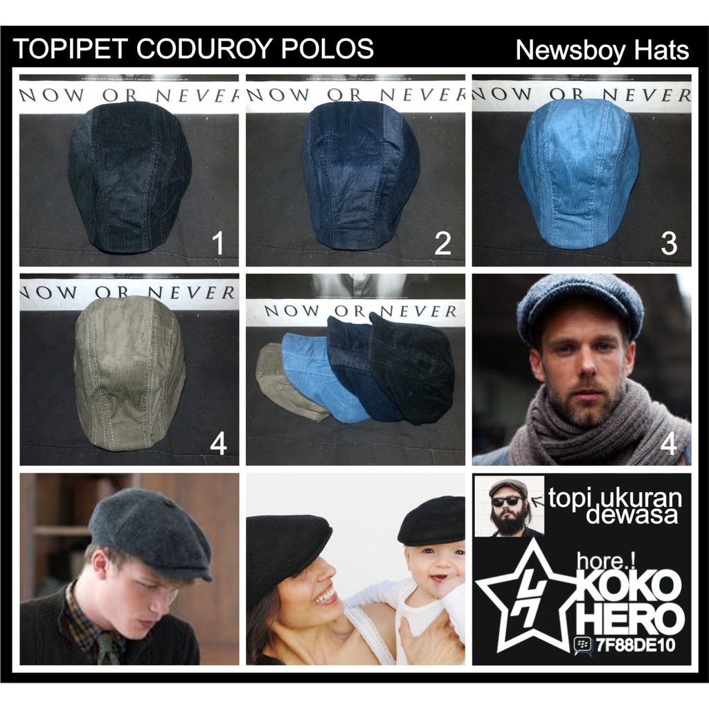 Topi Pet Corduroy Paper Boy Newsboy Cap Topipet Flat Hat Best Qualit